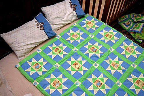 Покрывало сшитое в стиле пэчворк-технике "Звезда Огайо" Покрывало сшитое в стиле пэчворк-технике "Звезда Огайо"